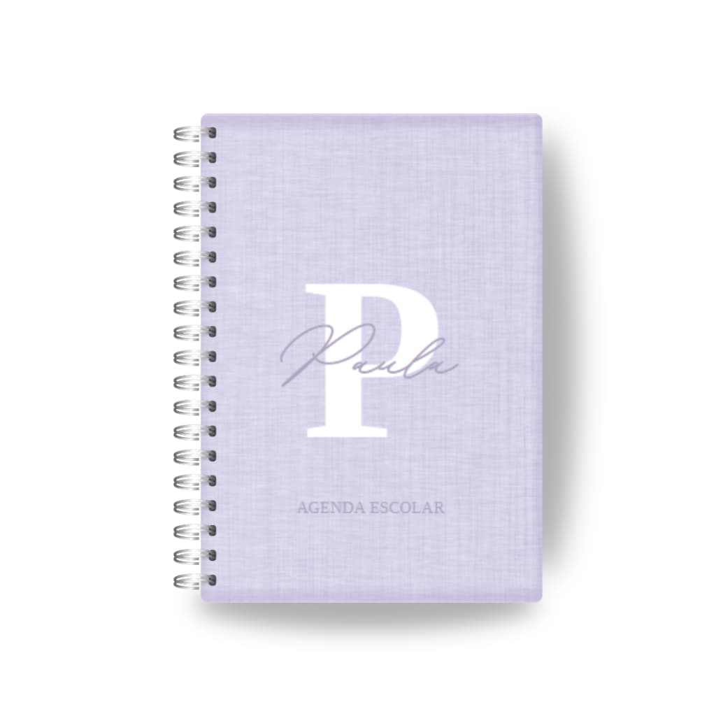 Caderno / Agenda Escolar Infantil Personalizada - 200 páginas Tamanho A5 (15x21cm) Capa Dura lilas