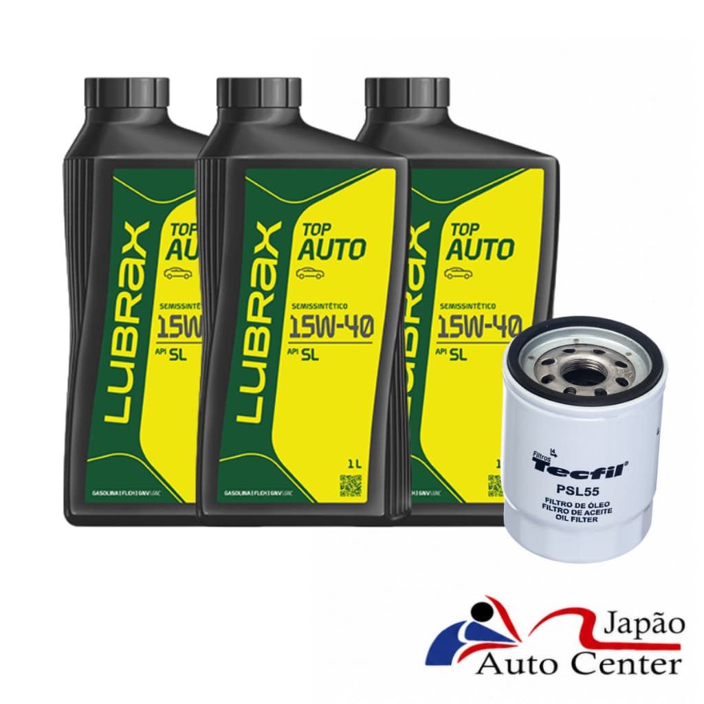Kit Troca de Óleo e Filtro Fiat Uno 1.0. 3 Litros de Óleo 15W40 Top Auto Semissintético + Filtro de Óleo Tecfil PSL55