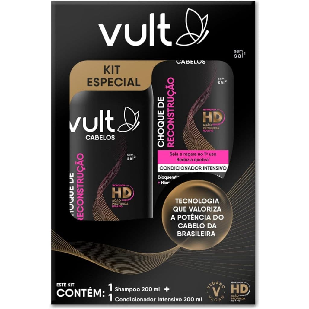 Kit Vult Choque de Reconstrução shampoo 200ml + condicionador 200ml