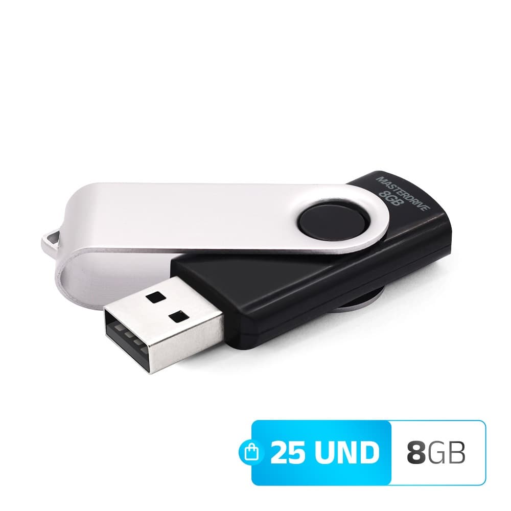 Pendrive 8GB Kit 25 ATACADO MasterDrive USB 2.0 BigBlack