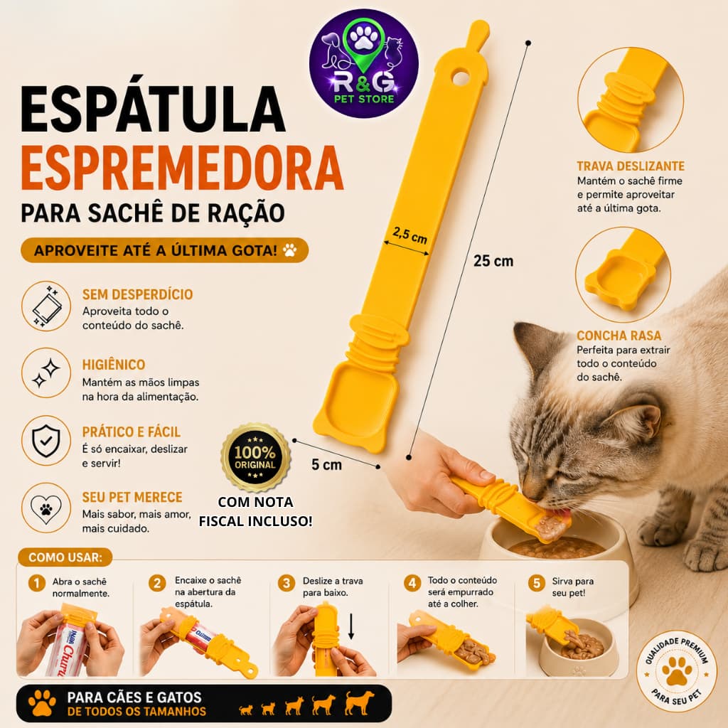 Colher 2 em 1 para Sachê de Gato – Espremedor e Alimentador! envio imediato