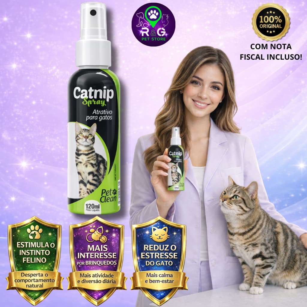 Catnip Erva Do Gato 120ml Spray Natural Deixa o Gato Feliz - ENVIO IMEDIATO
