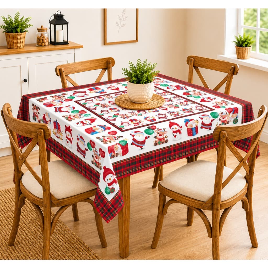 Toalha De Mesa Retangular 6 Lugares Estampada Luxo 2,00 m x 1,50 m Natal