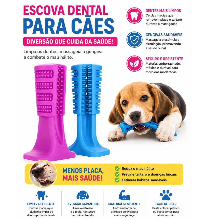 Mordedor Higienizador Dental Escova Dentes Limpeza Bucal para Pet