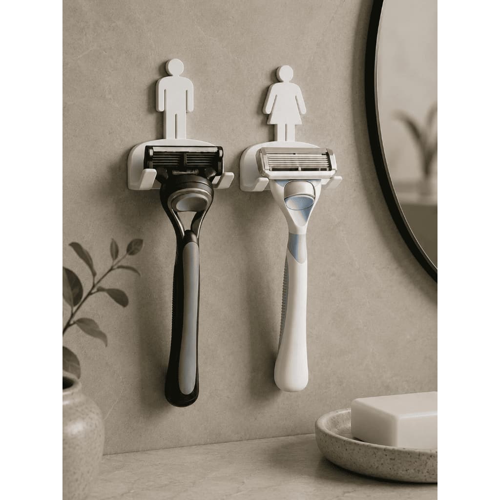 Suporte para Lâmina de Barbear Parede com Fita Inclusa - Organizador Banheiro Barbeador Masculino Feminino
