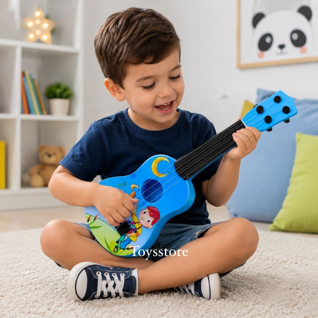 Violão Infantil Colorido Mini Violão Brinquedo Azul