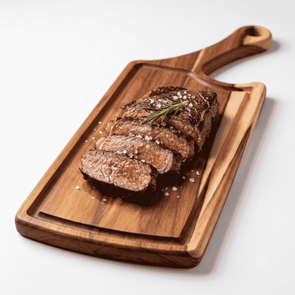 Tábua de Corte e Servir Petiscos e Carne Grande 48x15 Com Cabo Madeira Teca
