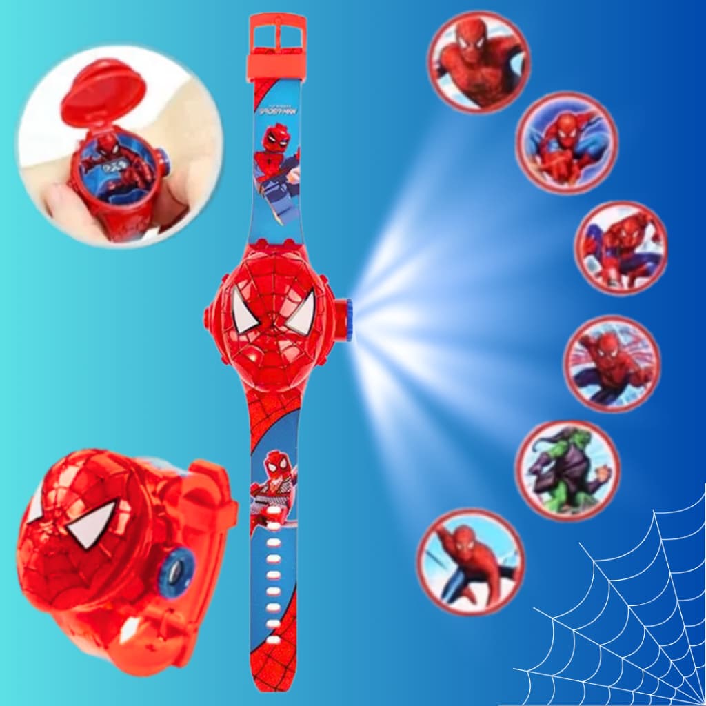 Relógio Infantil Do Homem-aranha Spiderman Com Projeção De Imagens Na Parede No Teto Digital Vermelho Compacto
