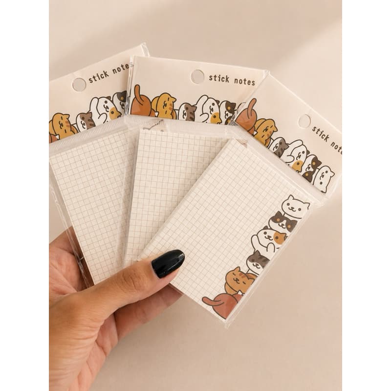 Post It Gatinho Fofo 80 Folhas Bloco Adesivo Papelaria Kawaii