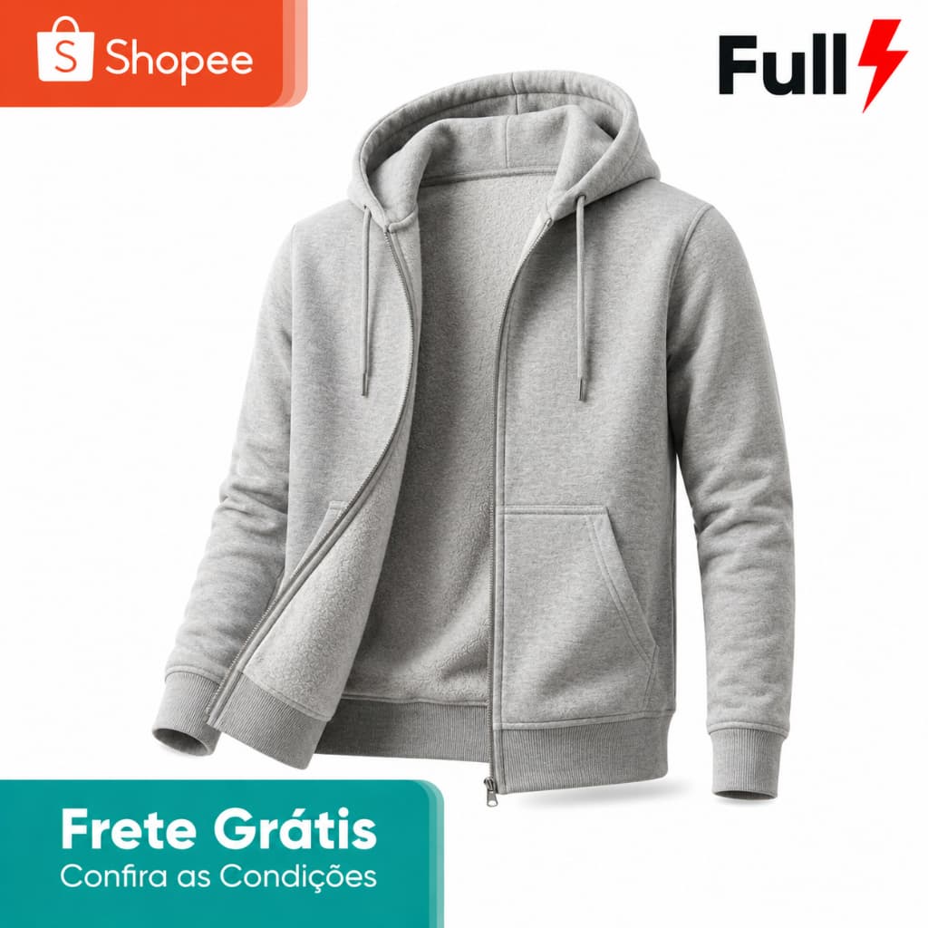 Moletom Masculino Feminino Ziper Estiloso Casaco Bolso Flanelado Quentinho Inverno Jaqueta de Frio