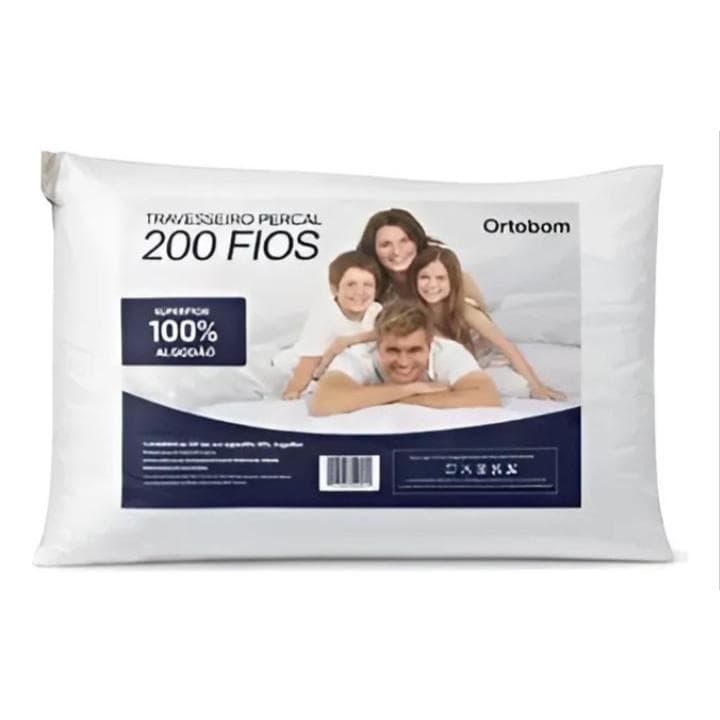 Travesseiro Ortobom Percal 200 Fios 50x70 Macio Lavavel