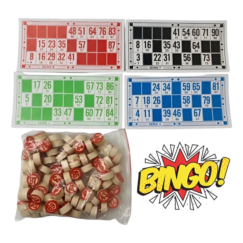 Jogo Bingo 90 Pedras de Madeira + 48 Cartelas Numeradas Tradicional Família Amigos