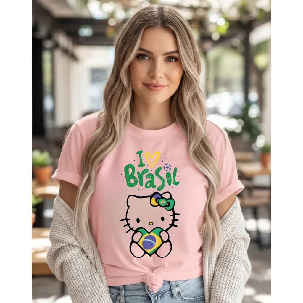 Camiseta Unissex com estampa Hello Kittyy Brasiiilll - Lançamento Modelo Premium