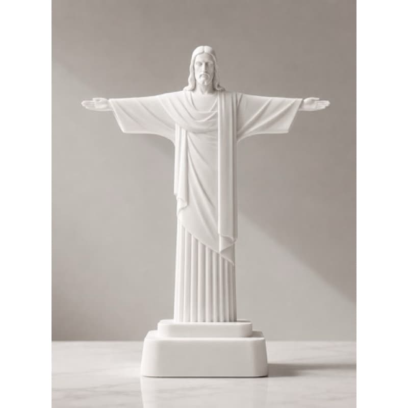 Estátua Cristo Redentor Branco 20cm | Decoração Minimalista | Impressão 3D | Enfeite Sala Quarto Escritório