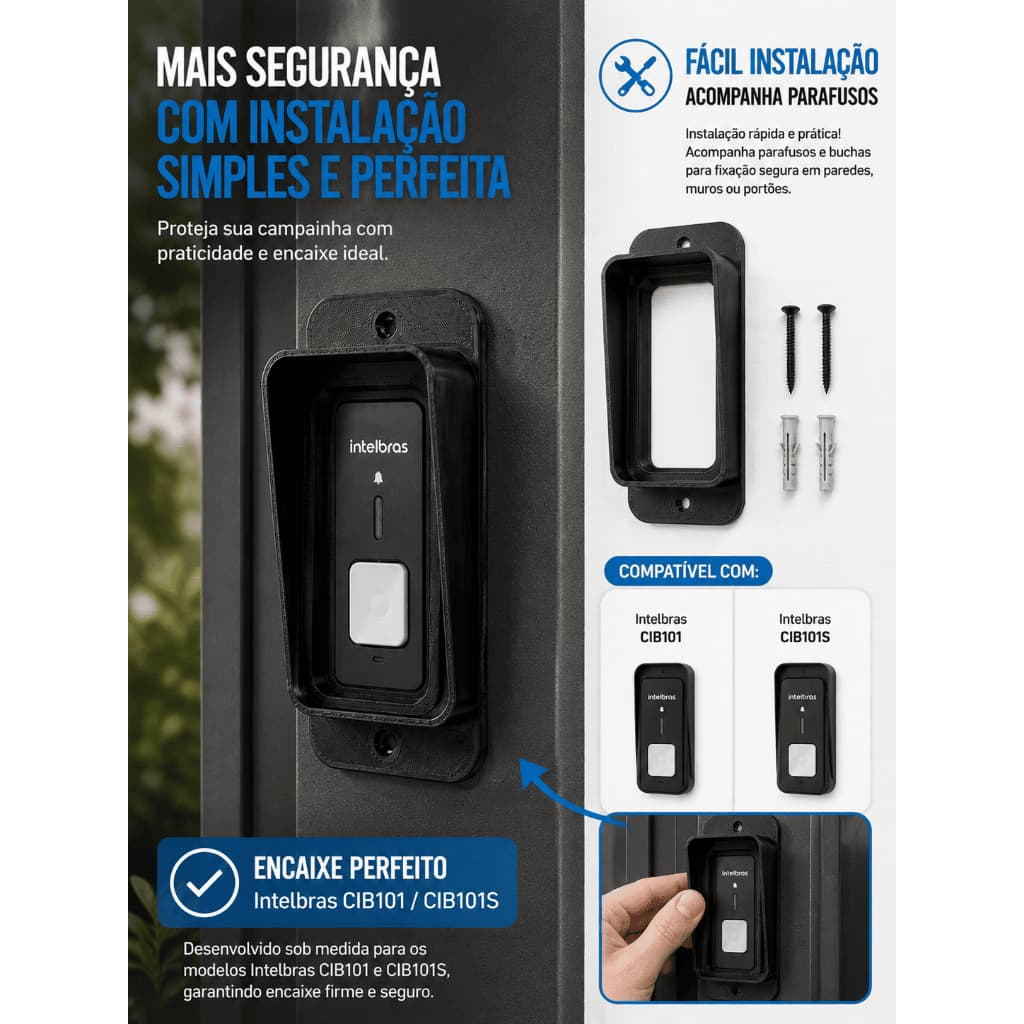 Capa Protetora Campainha Intelbras CIB101 CIB101S Sem Fio Proteção Chuva Sol Segurança Anti Furto