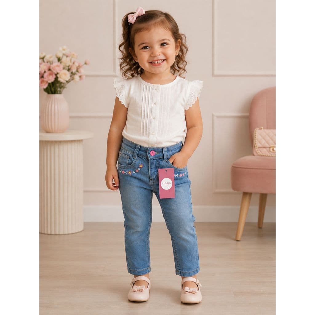 calça menina jeans infantil com elastano skinny 1 2 3 4 6 e 8Anos