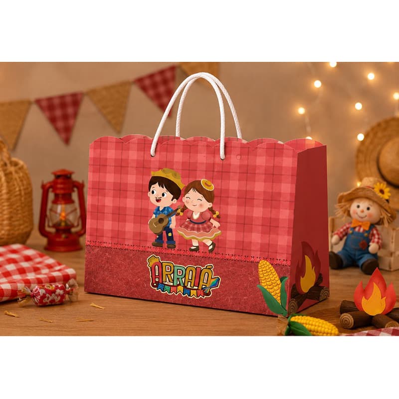 Sacolinha Festa Junina Arraiá Personalizada com Alça | Lembrancinha Infantil | ENVIO RÁPIDO