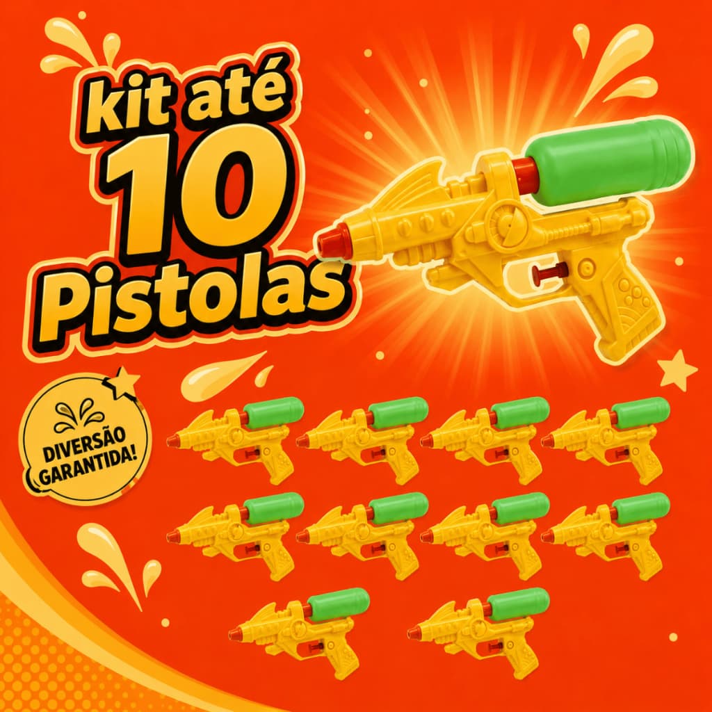 Kit até 10 pistolas de Água 25cm Arminha Pistola Praia Piscina Brinquedo Brincadeira Infantil Sortido