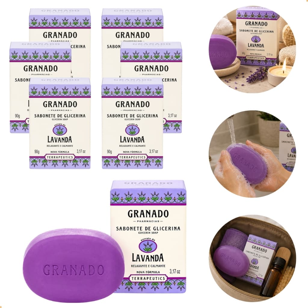 Sabonete De Glicerina Granado Lavanda 90g Original Calmante Hidratante