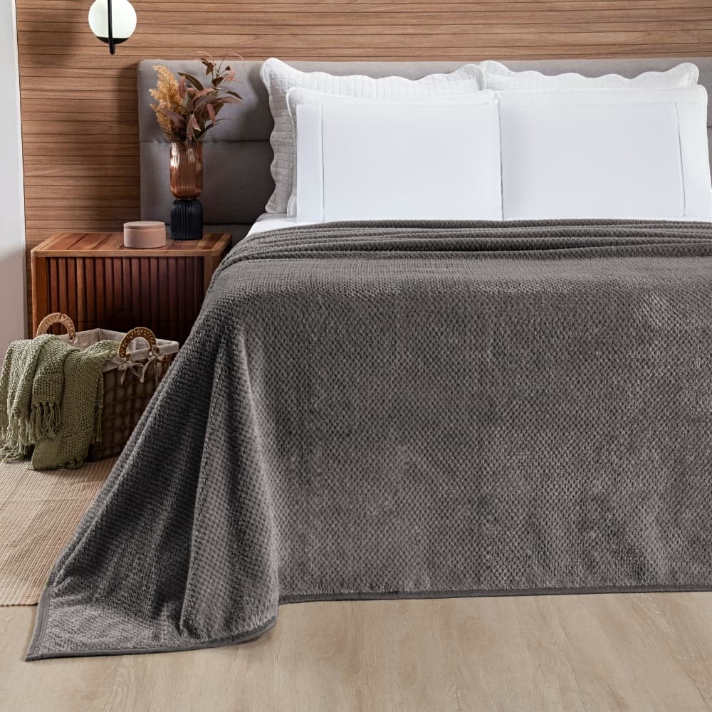 Cobertor Toque de Seda Manta Microfibra Casal Queen King 260g/m² Macio Inverno