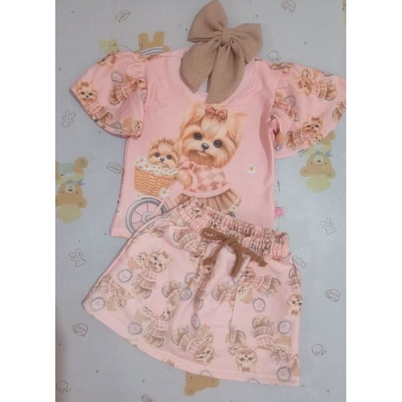 conjunto infantil menina saia short conjunto infantil delicado estampa nova conjunto Premium