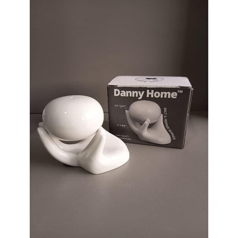 Saleiro/porta tempero moderno escultura porcelana branco