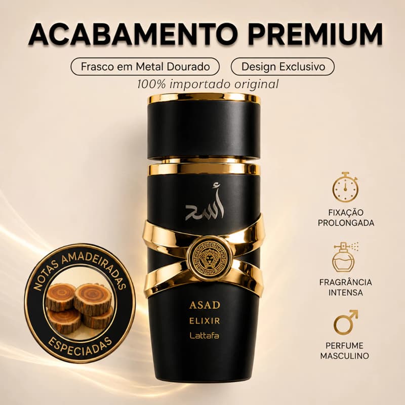 Lattafa Asad Fragrância Masculina 100ml - Fragrância de luxo para homens elegantes