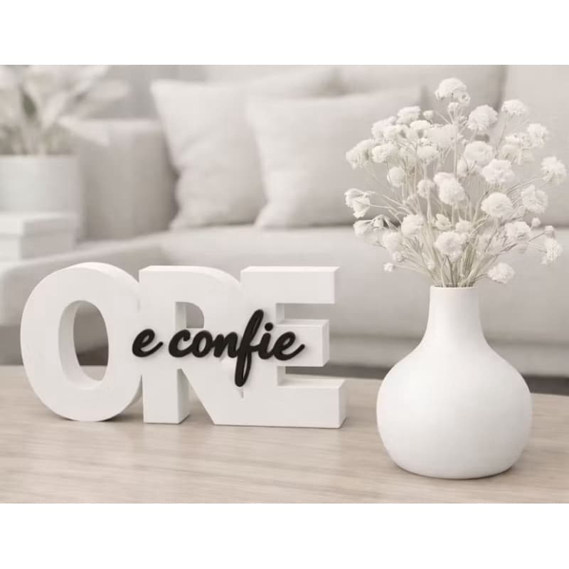 kit decoração Ore e Confie+vaso/ Ore e Confie Letreiro sala e quarto/ Enfeite sala quarto Ore e Confie Vaso