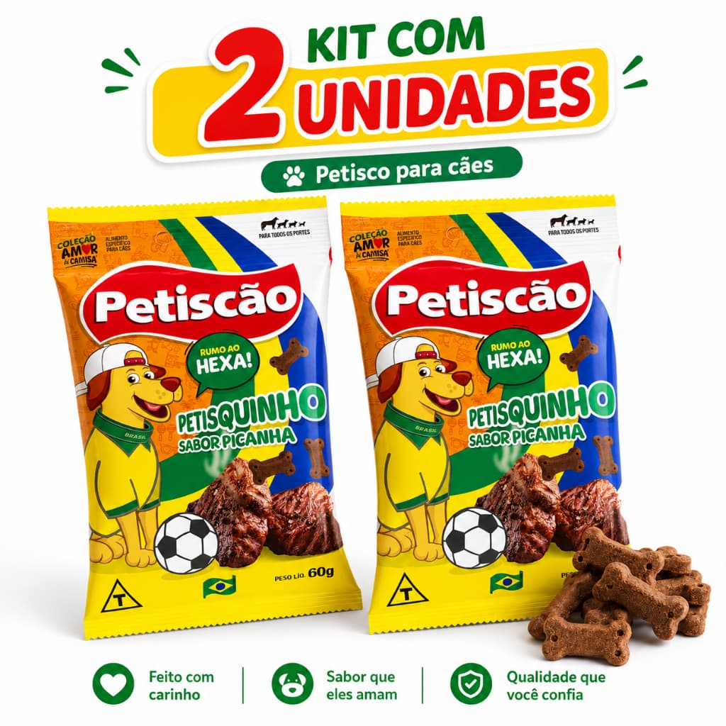 Kit 2 Petiscão Petisquinho Sabor Picanha 60g Petisco para Cães Bifinho Ossinho Cachorro