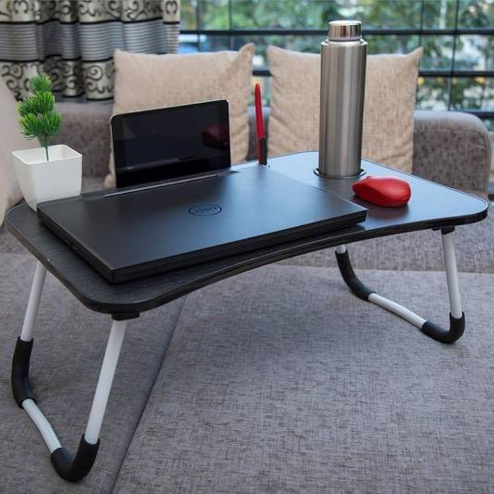 Mesa Dobrável Notebook Portátil Multiuso Home Office Estudo Trabalho Leitura Ajustável Preta