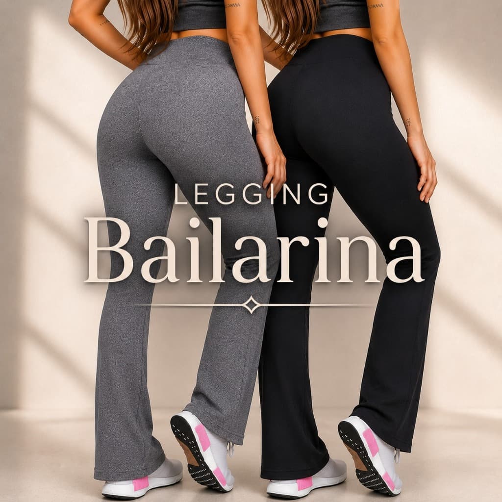 Calça Legging Flare Bailarina Feminina Suplex Grossa Boca de Sino Academia Fitness