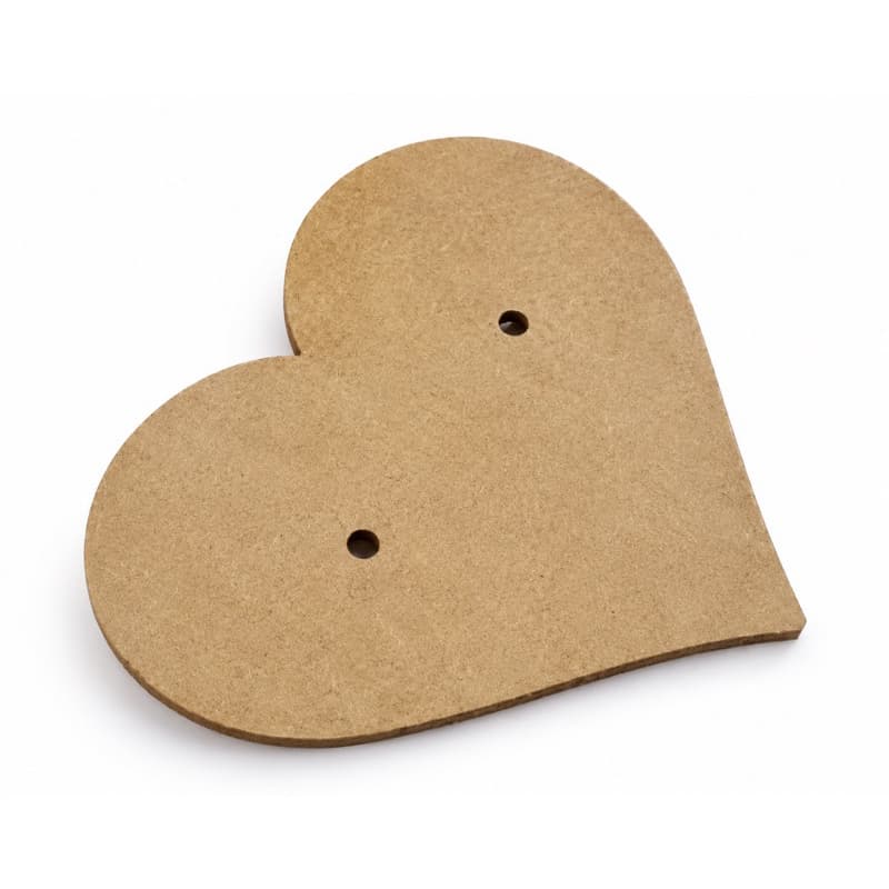 kit 40 Corações MDF Cru 9cm Com 2 Furos Porta Aliança Lembrancinha