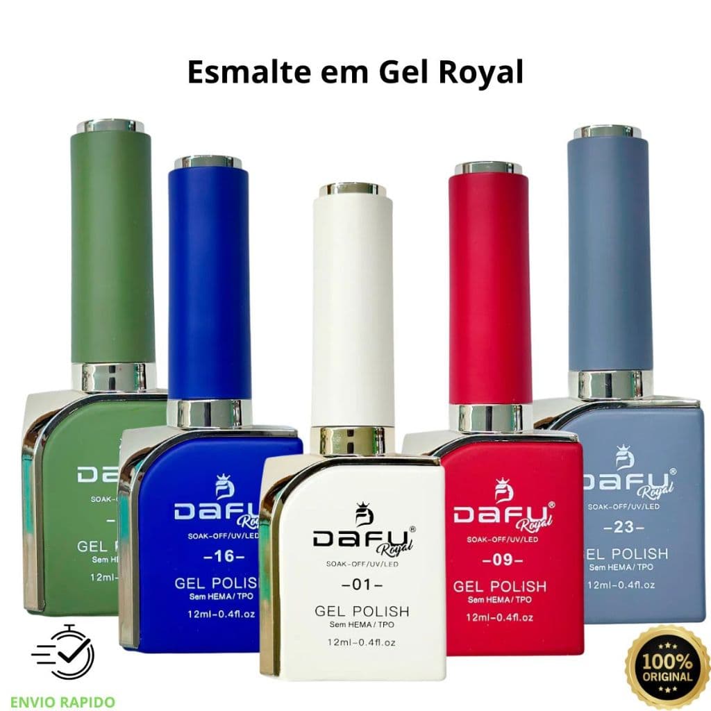 Esmalte em Gel Royal DAFU Sem HEMA/TPO Cores Intensas Longa Duração Secagem UV/LED Cobertura Perfeita Profissional