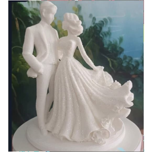 Topo de Bolo Noivinhos Leve brilho  vestido | Personalizado tamanho – O Toque Perfeito do Seu Casamento