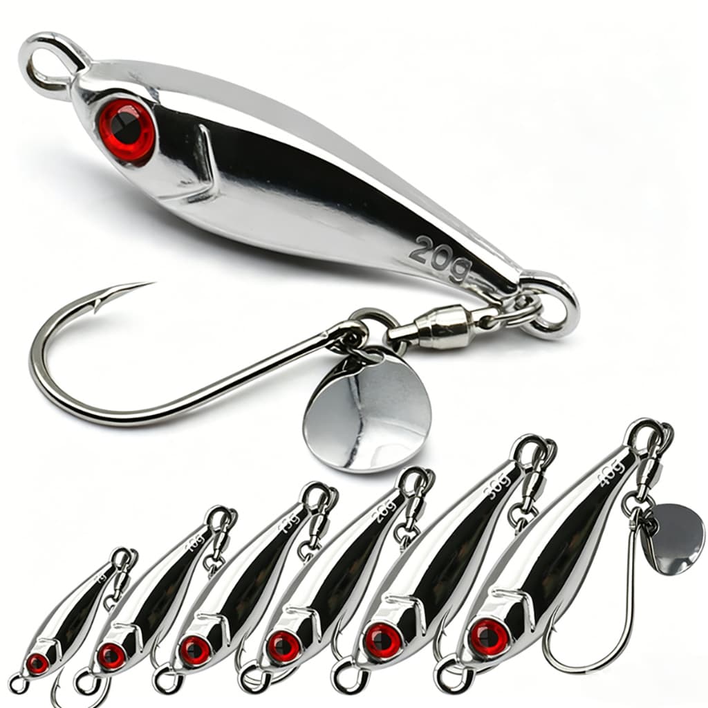 Kit 3 Iscas Artificiais Metal Jig Com Colher Rotativa Fundo