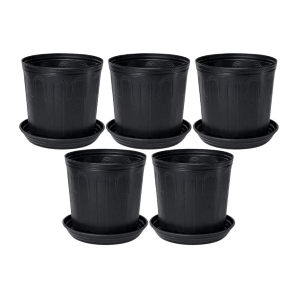Kit Vasos Flexíveis Quadrados 5L c/ Pratos p/ Cultivo Indoor - Vaso e Prato Resistente p/ Plantas Jardim Grow Estufa