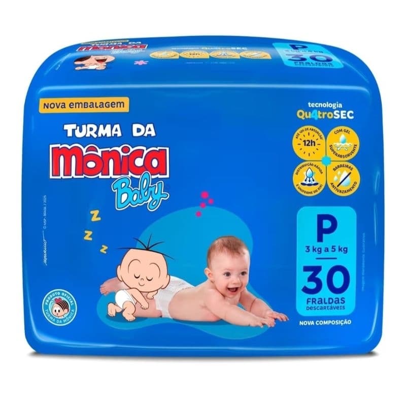 Fralda Turma da Mônica Baby Jumbo P 30 Unidades
