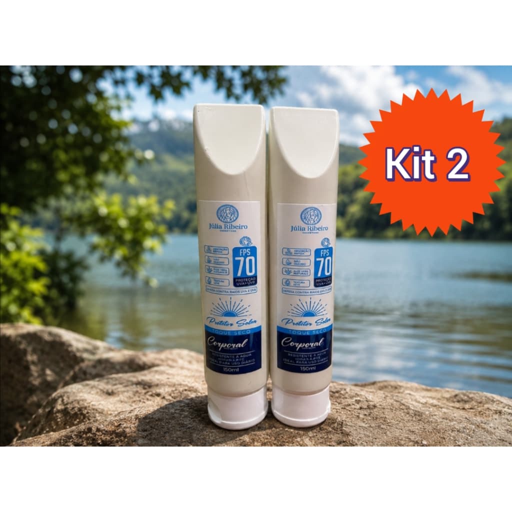 KIT 2 Protetor Solar Corpo e Rosto FPS70 150ML Proteção UVA e UVB  , com Toque Seco.