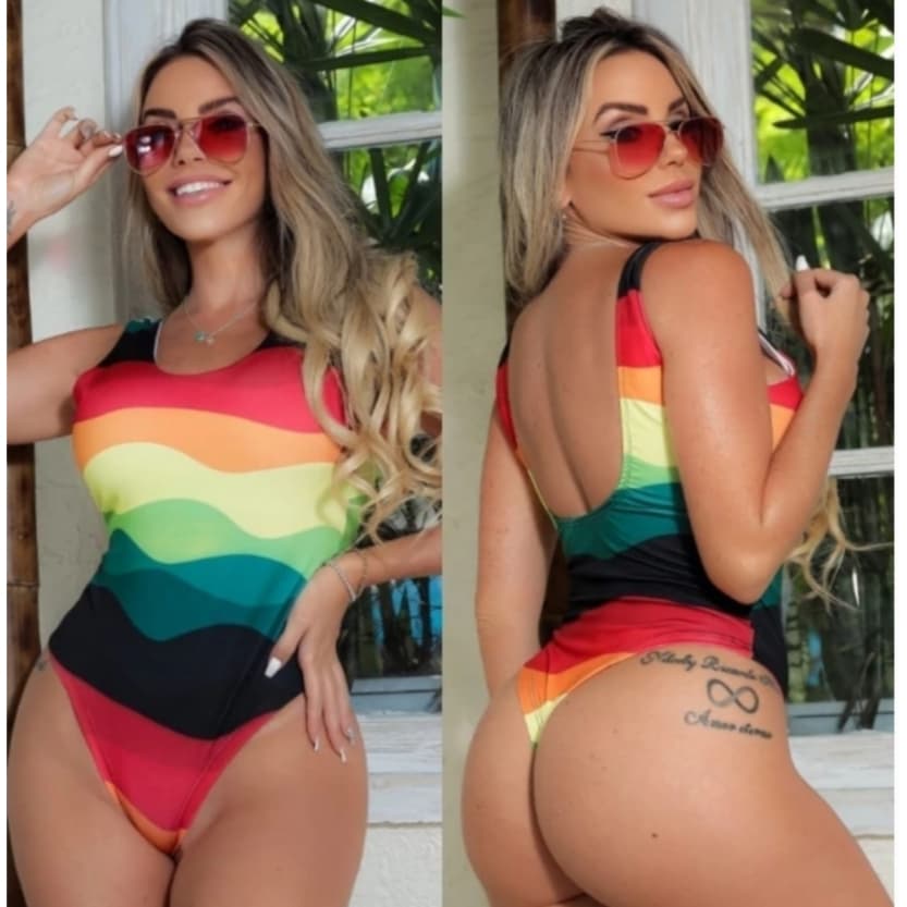 Maiô Biquíni Feminino para Praia ou Piscina de Suplex Digital com Forro no Busto Alças Grossa Body Feminino
