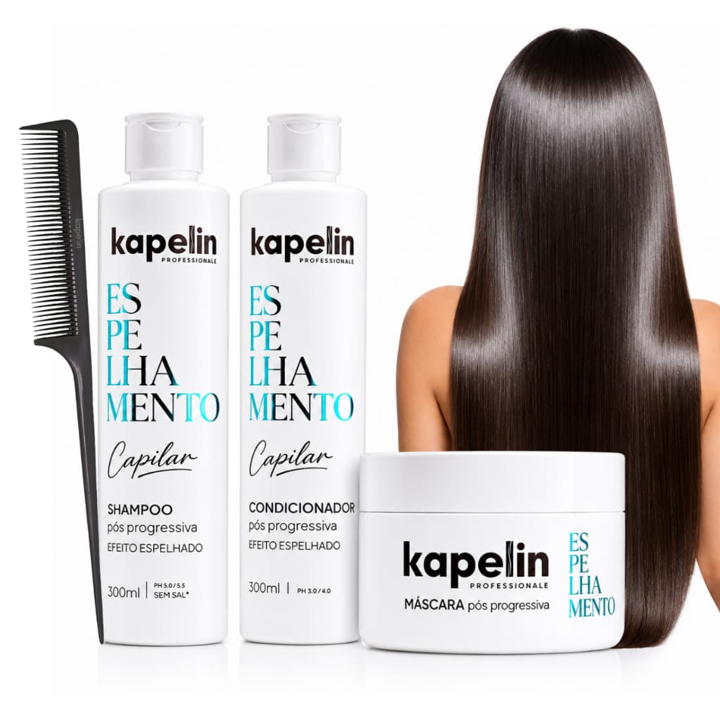 Shampoo Condicionador e Máscara Capilar Kit Home Care + Pente Química