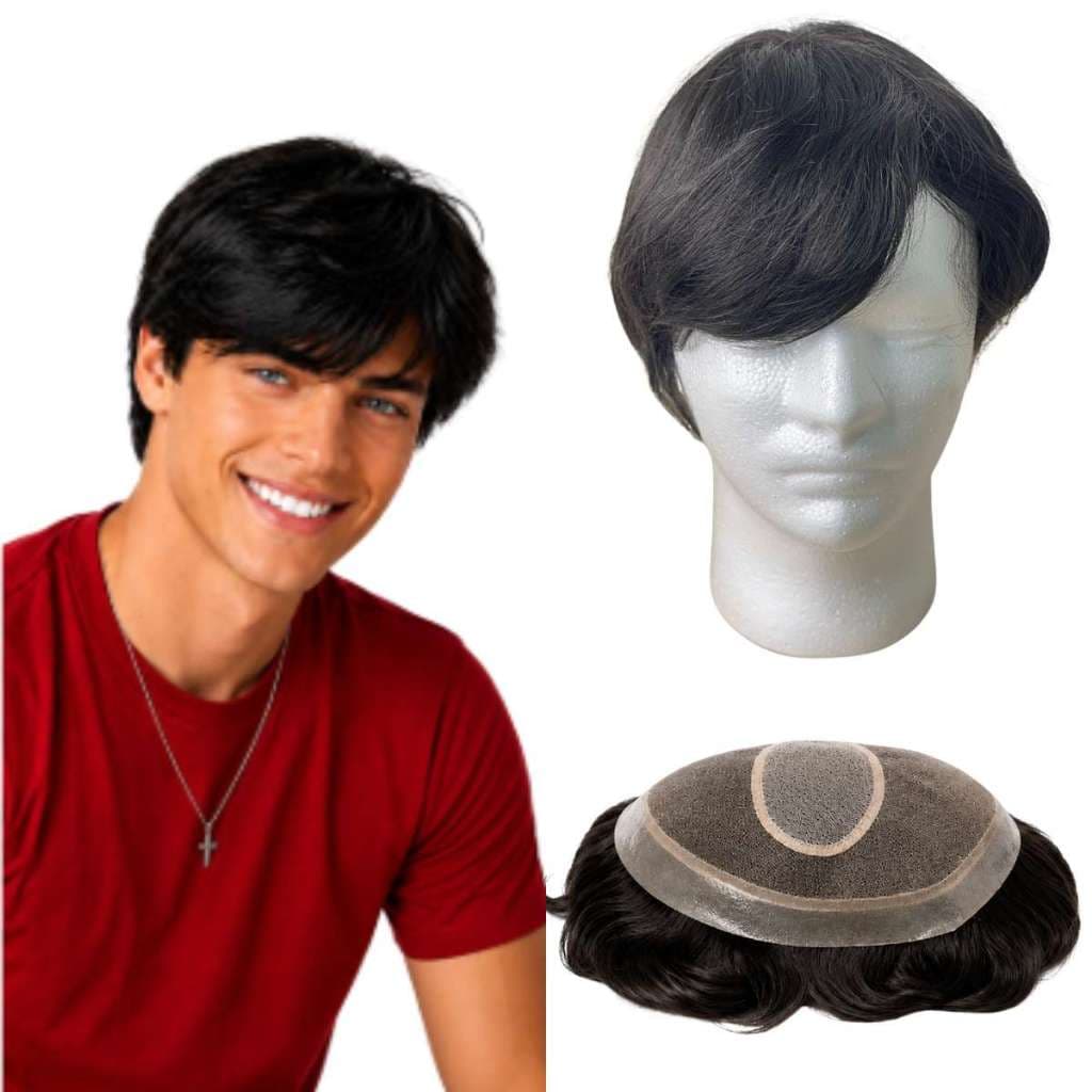 Prótese Capilar Cabelo Masculino 100% Humano Natural Premium 20 X 25 Cm