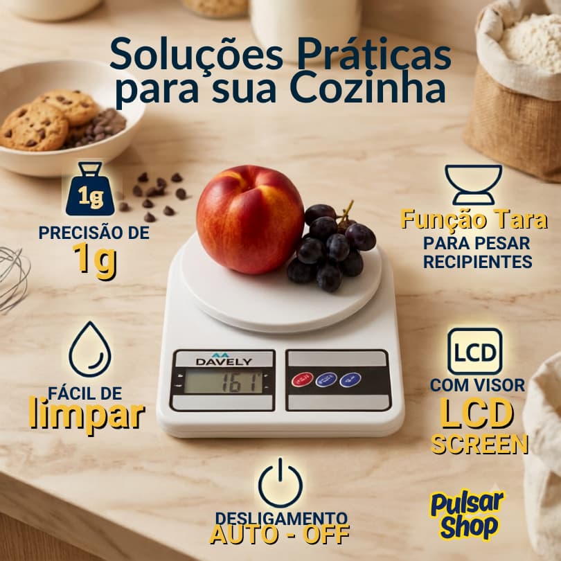 BalanceFit™ Balança Digital Cozinha 10kg Alta Precisão 1g LCD Dieta Fitness TARE