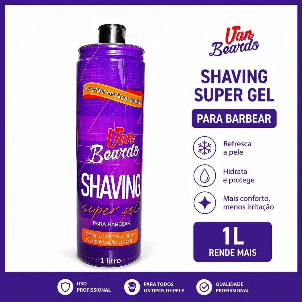 Shaving Gel van beards 1kg Profissional - Barba Suave Sem Irritações kit 1 a 5 unidades - Envio Imediato