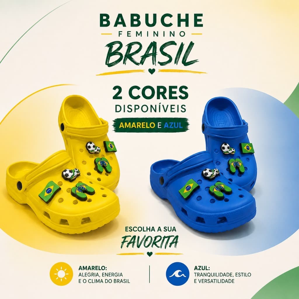 Sandália Babuche Feminino Com Botons Decorativos Copa Brasil