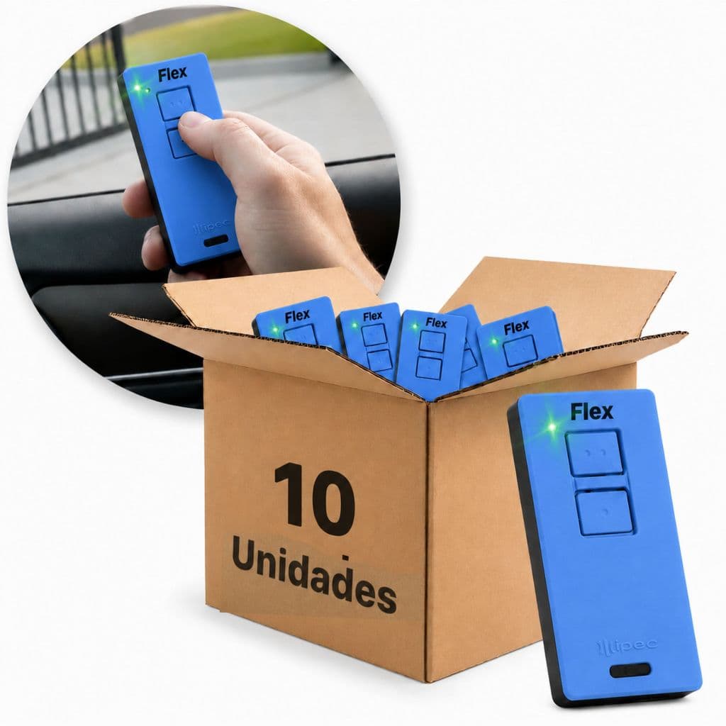 Kit 10 Controle Tx Azul Remoto Portão Eletrônico 433Mhz Ipec