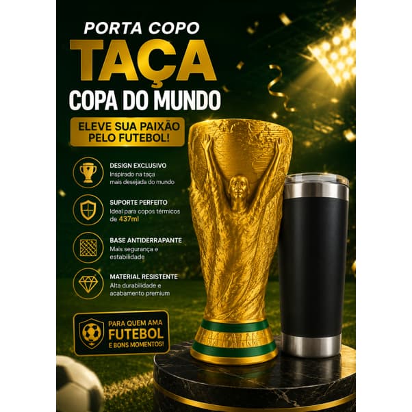 Porta Copo Térmico Modelo Taça - Copa do Mundo