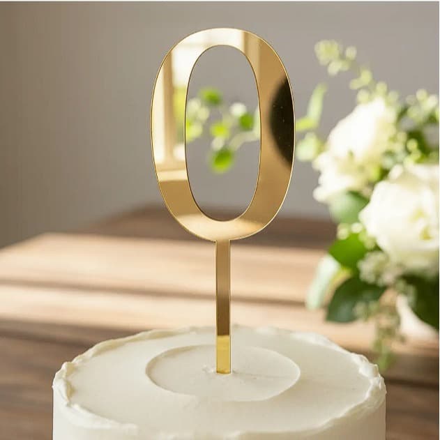 Topo De Bolo Aniversário Número Acrílico Espelhado Dourado