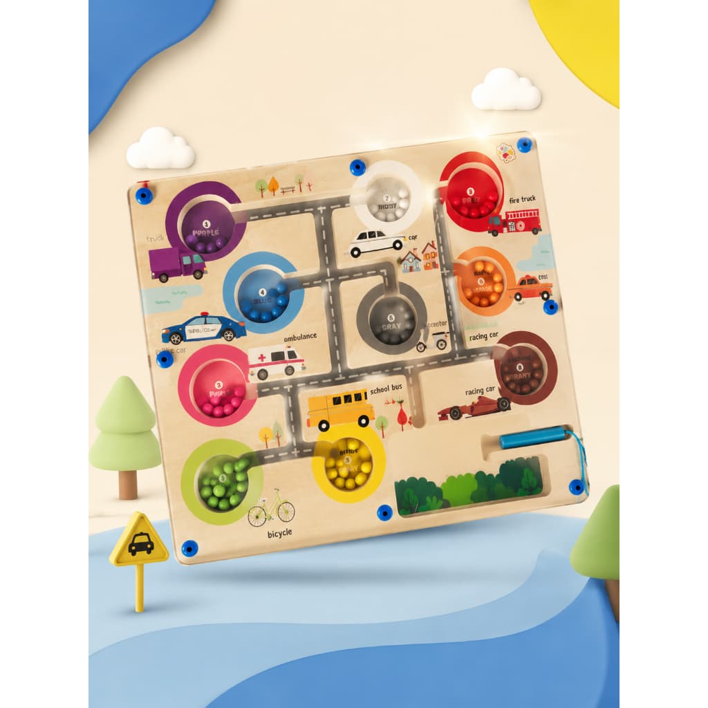 Brinquedo Montessori Magnético Labirinto de Cores e Números Madeira