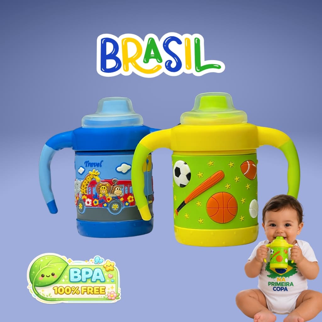 Kit 2 Copos Training Tema Copa Introdução Alimentar Infantil Refeição-silicone