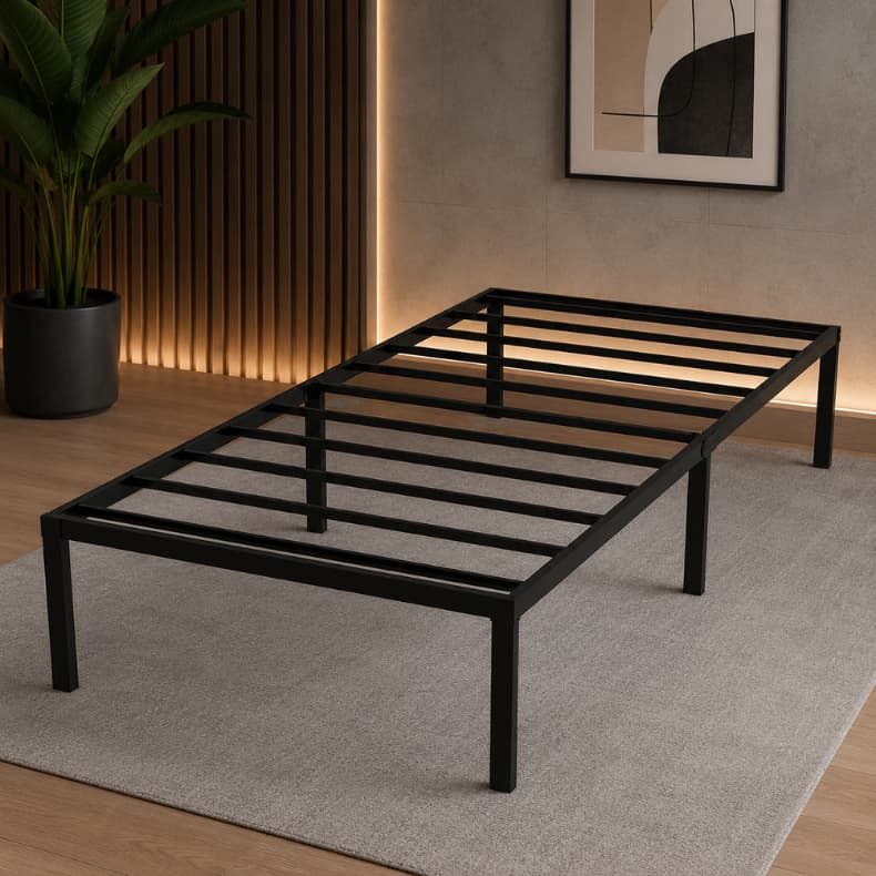 Cama Metal Solteiro Reforçado Base de Ferro Resistente